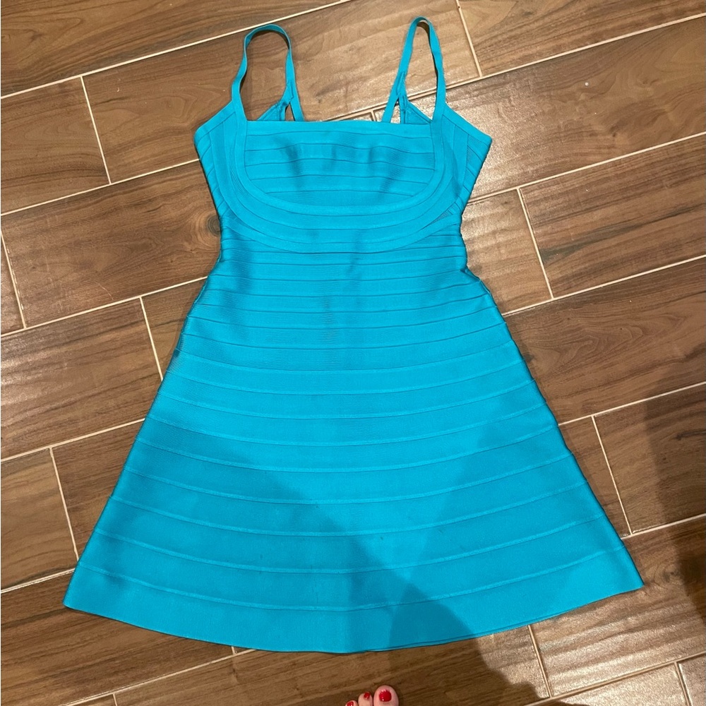 Elegant Blue Sleeveless Dress , HERVE LEGER